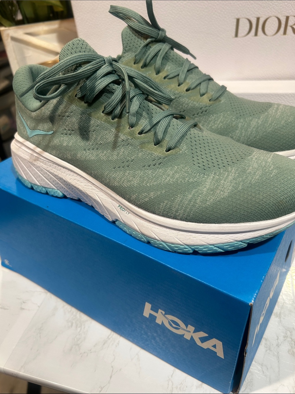 Hoka One One Cavu Teal Green Athletic Running Shoes